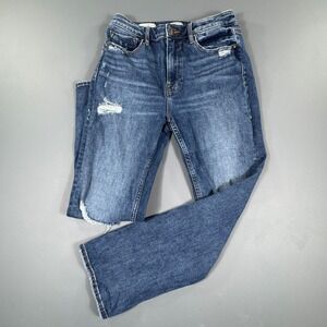 VIGOSS Women's 27 Stevie Crop‎ Straight Jeans Distressed Medium Wash